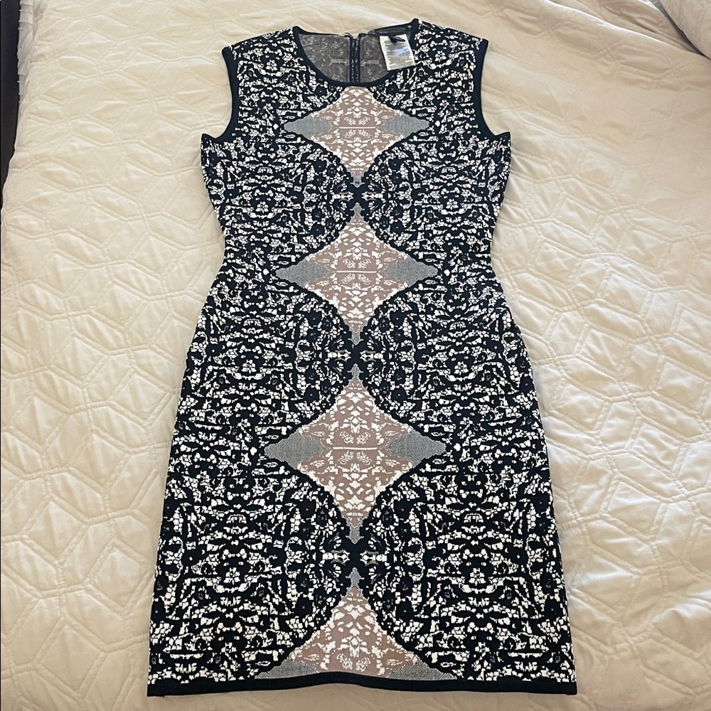 BCBGMaxAzria Black and White Textured Dress